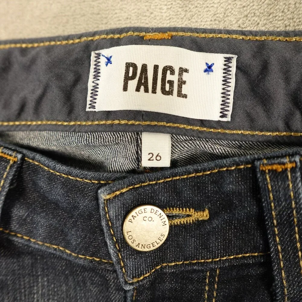 PAIGE Indigo Stream Mid Rise Straight Leg Jeans 26 - Picture 3 of 13